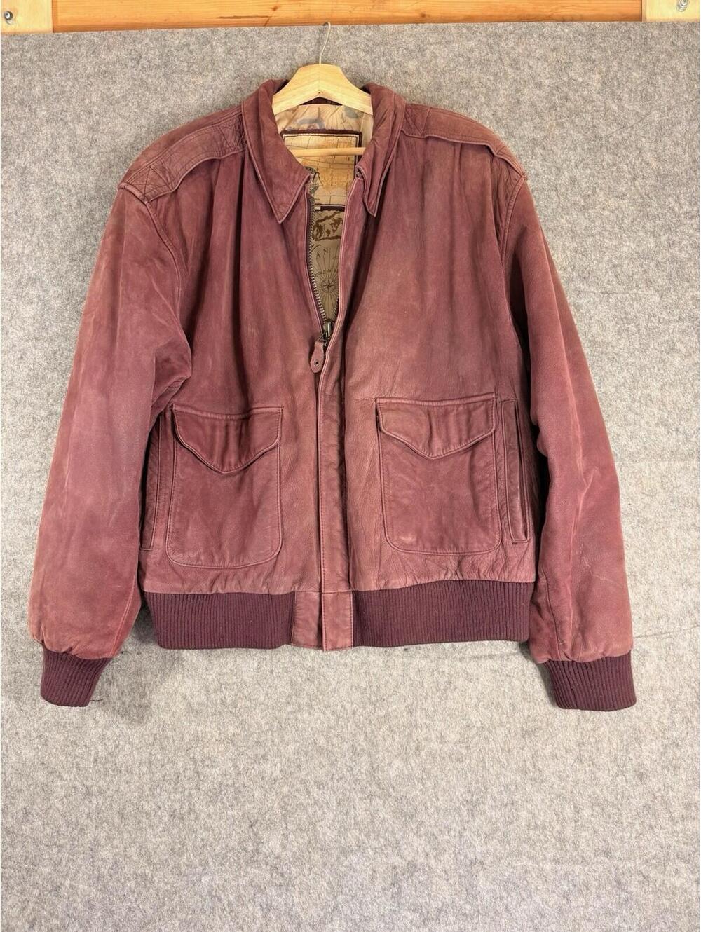 Vintage G-3 Global Soft Suede 100% Leather Bomber Flight Aviator A-2 Jacket L